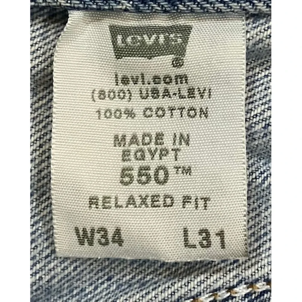 Levis 550 Relaxed Fit Straight Denim Jeans Mens 34x31 (34X30) light Wash Cotton